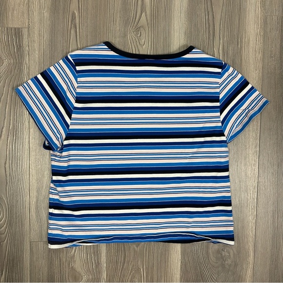 Old Navy Reissue '94 Blue Striped Logo T-Shirt Size L Retro Y2K Tee - Picture 4 of 6